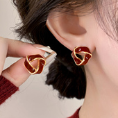 安可拉红色滴釉耳钉女纯银2025年新款 爆款 高级感轻奢耳环百搭耳饰