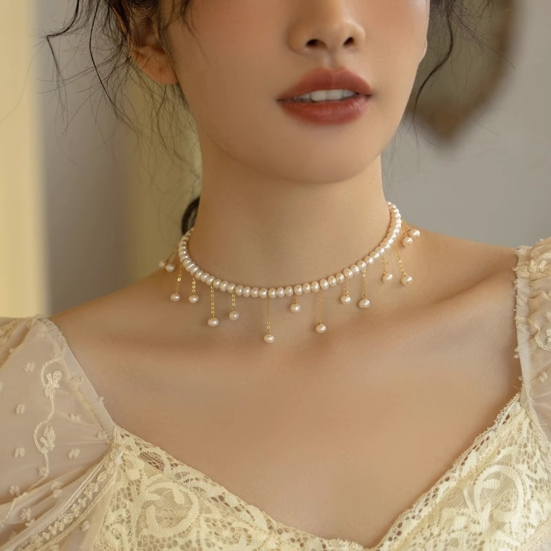 伊灿天然淡水流苏珍珠项链