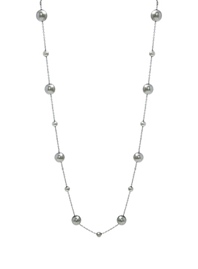 伊灿满天星亚麻灰珍珠项链女