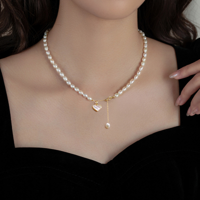 伊灿轻奢贝壳爱心吊坠珍珠项链女