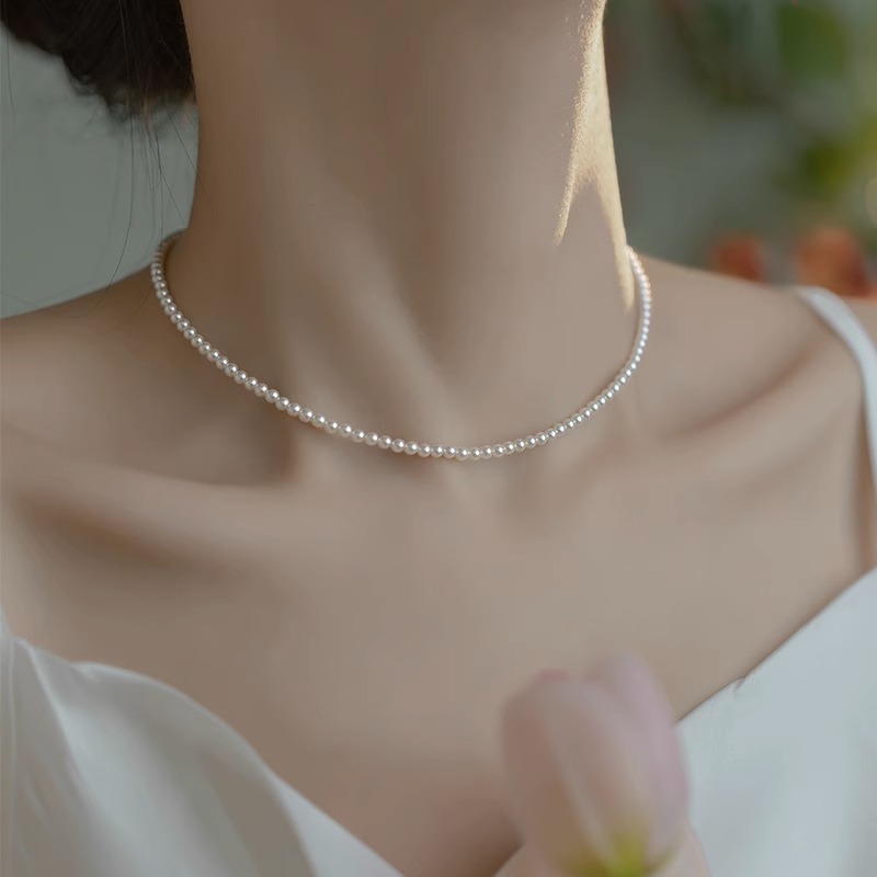 伊灿天然淡水极细小米珠项链女