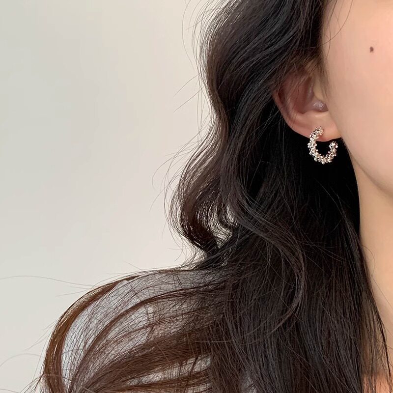 伊灿韩国银色碎银耳钉女纯银小众