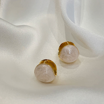 伊灿法式圆球珐琅耳环女高级感