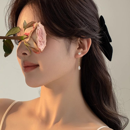 伊灿韩国珍珠耳钉女纯银小众