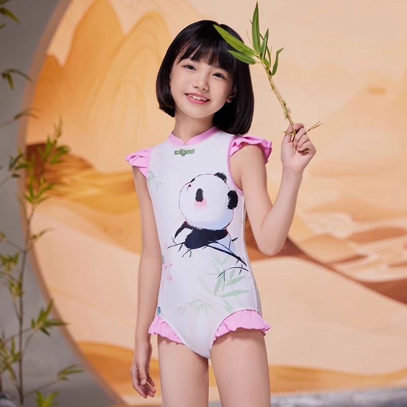 洲克女童新中式泡温泉度假游泳衣