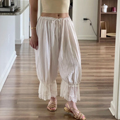蕾丝拼接褶皱八分遛弯灯笼裤 正确版 新款 休闲裤 裤 子女2025夏季