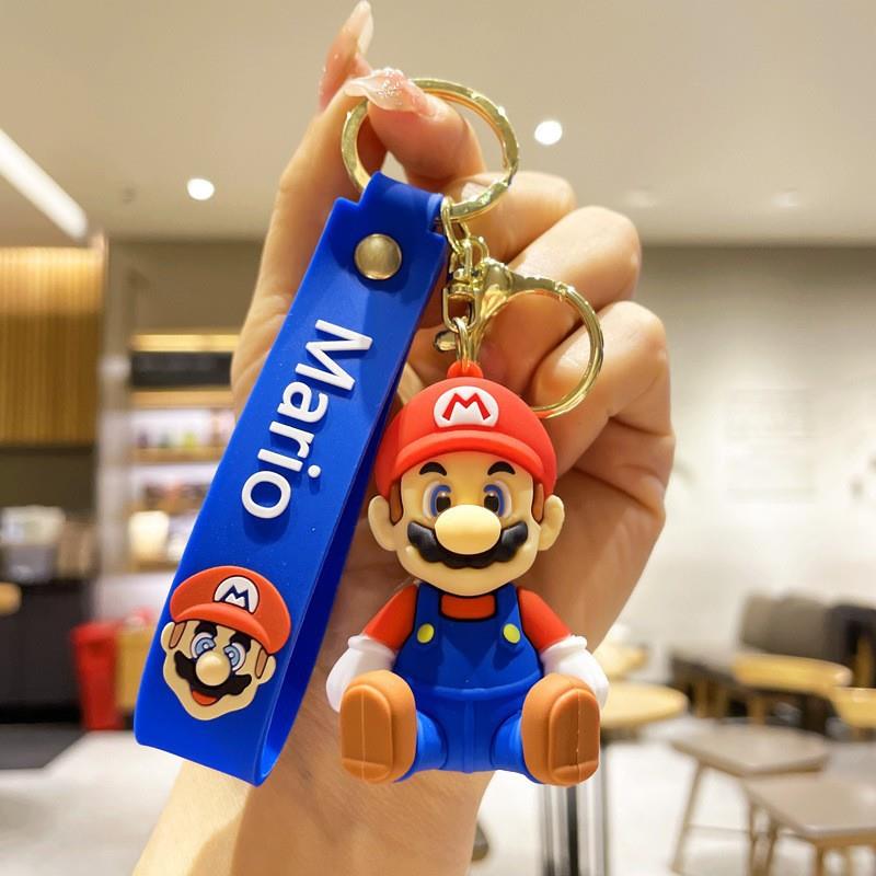 超级马里奥玛丽管道工人电车钥匙扣汽车挂件小电驴摆件公仔硅胶