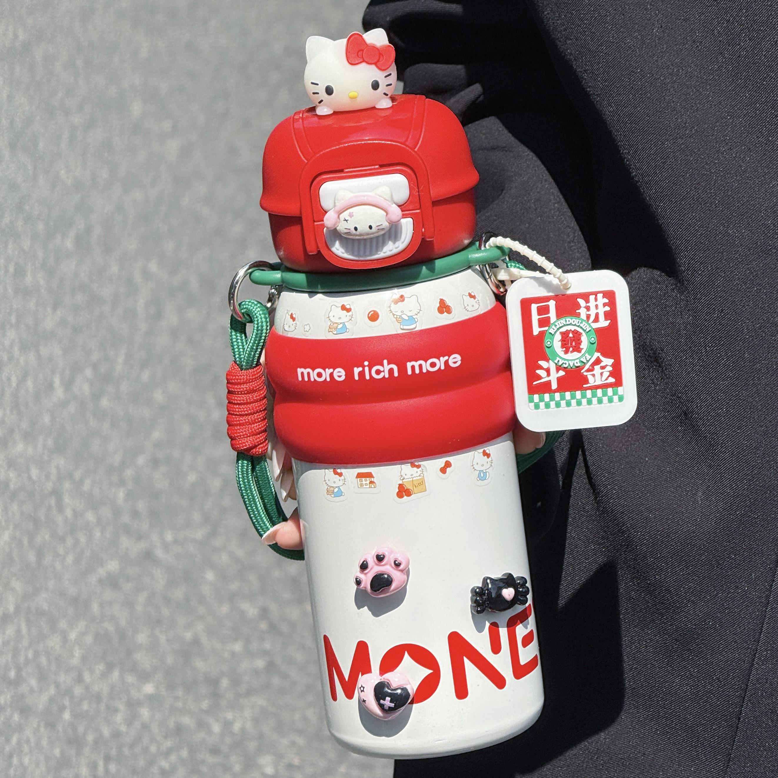 高颜值大容量保温杯女生吸管杯可爱水杯316双饮杯子学生上学水壶