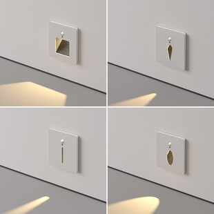 86型嵌入式地脚灯楼梯人体感应台阶墙角1瓦小夜灯超薄踢脚踏步灯