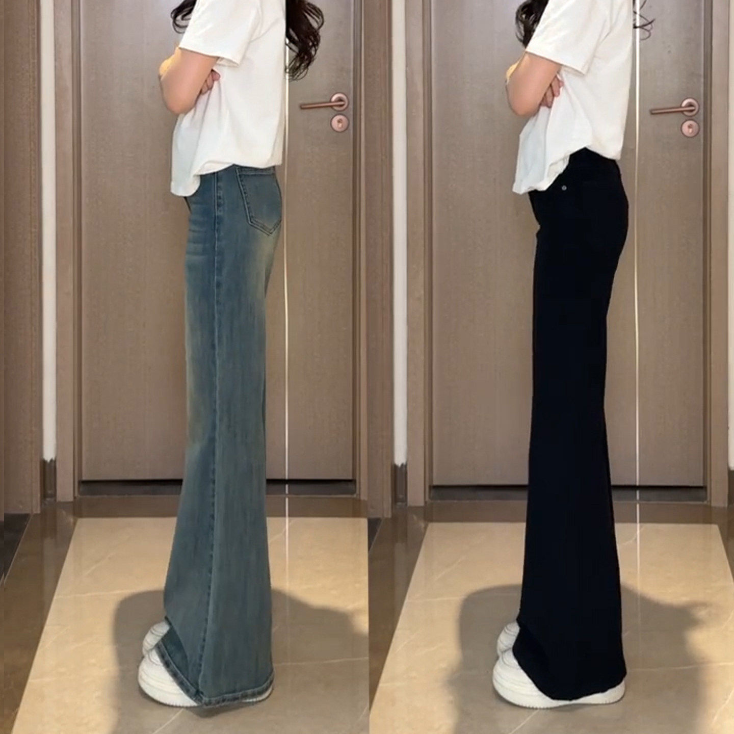 不贴腿微喇牛仔裤女2026年早春新款大尺码胖mm显瘦梨型身材直筒裤