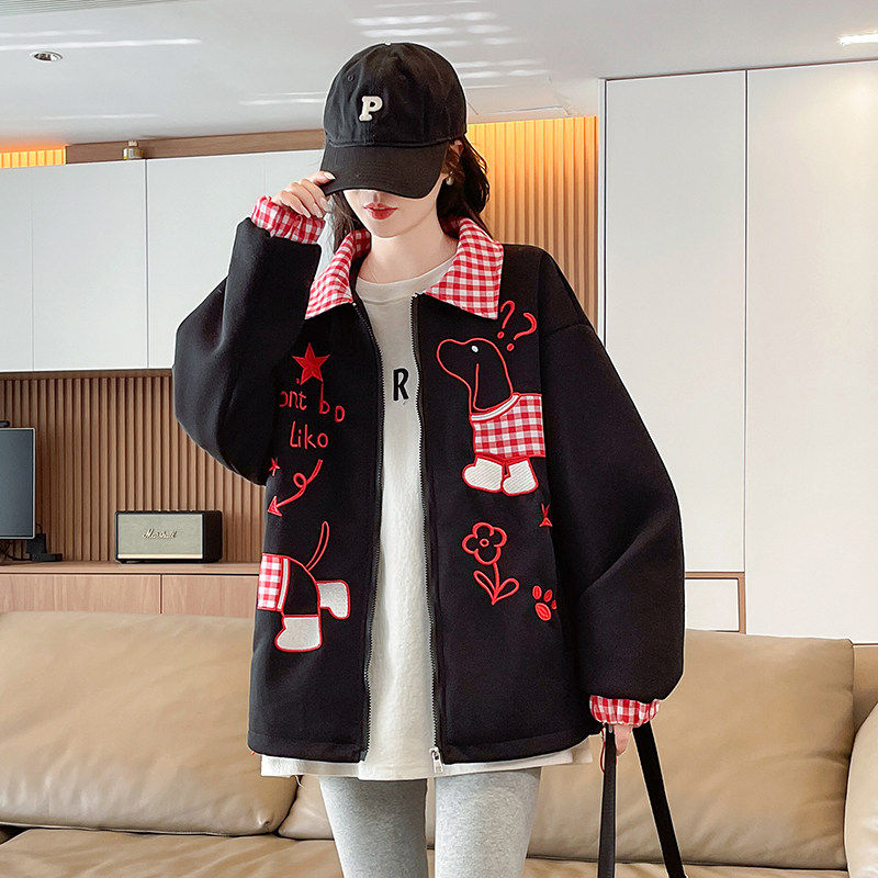 翻领卫衣少女大童春秋季工装夹克2026爆款初中高中学生慵懒风上衣