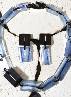 二梦三青【未来战士】天然蓝晶石项链女时尚百搭锁骨链潮流感饰品