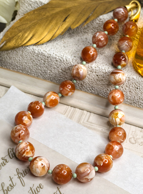 二梦三青【火烈鸟之翼】原创小众云料南红项链女时尚百搭锁骨高级