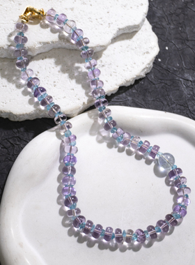 二梦三青【拜伦湾的灯塔】轻奢氛围感紫水晶拼接混搭项链女海蓝宝