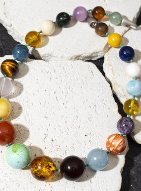 二梦三青【循环的迷宫】原创蜜蜡水晶项链女时尚百搭多宝流行高级