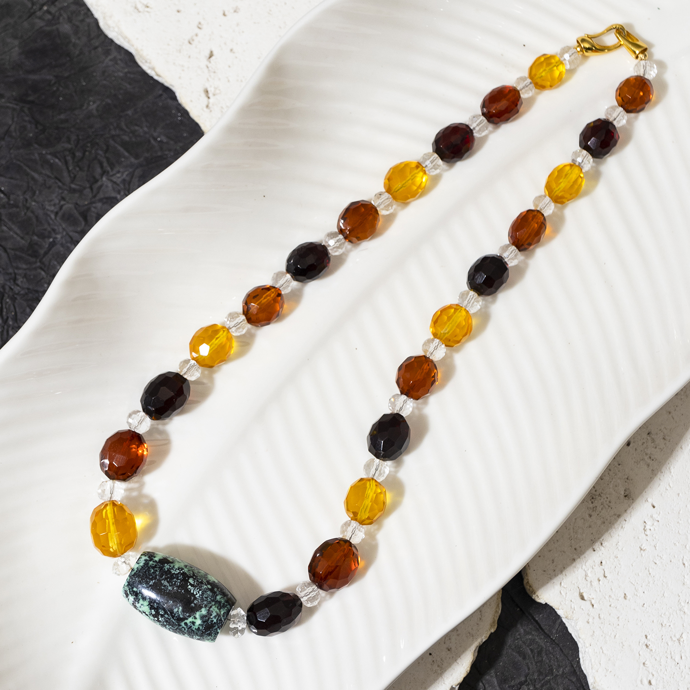 二梦三青【黛色如烟】波罗的海天然琥珀蜜蜡多宝项链流行首饰高级