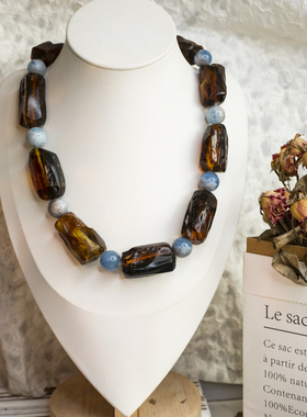 二梦三青【龙宫】原创小众天然琥珀项链女时尚百搭锁骨链欧美高级