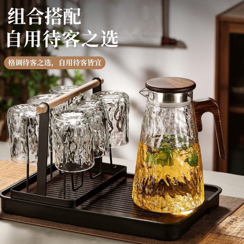 高档冷水壶玻璃耐高温家用大容量夏季凉开水杯套装杯子高级感轻奢
