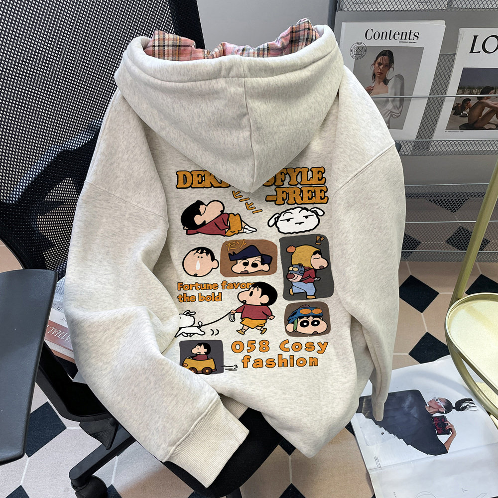 女童日系卡通开衫连帽卫衣中大童春秋冬新款初中学生拉链外套上衣