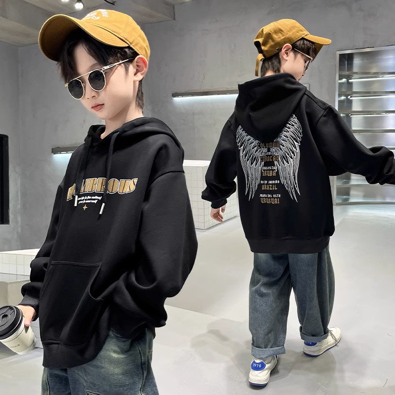 春秋男童棉料休闲酷帅连帽卫衣潮