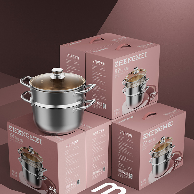 欧锐铂蒸锅汤锅蒸美蒸汤两用锅ORB-366 双层不锈钢蒸锅24cm礼品发