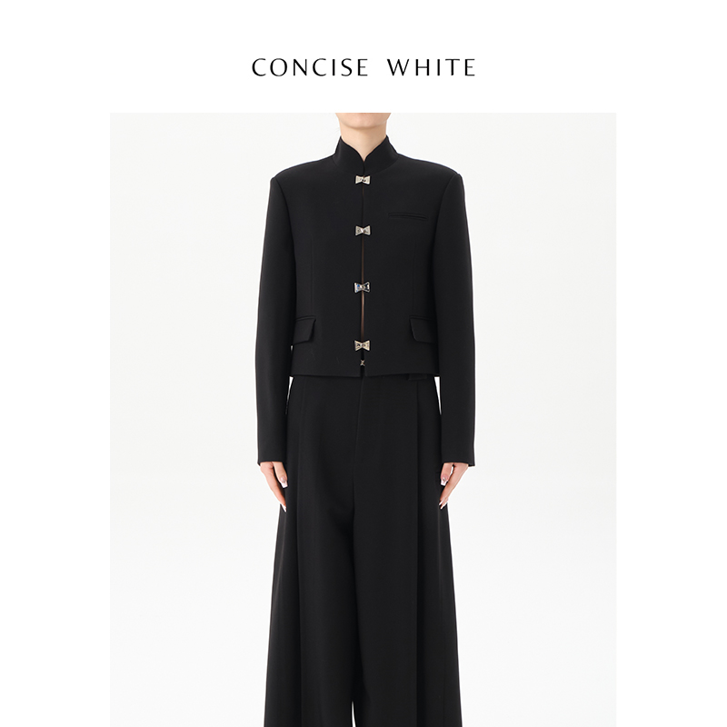 CONCISE-WHITE简白新中式立领西装外套短西服秋冬新款设计师女