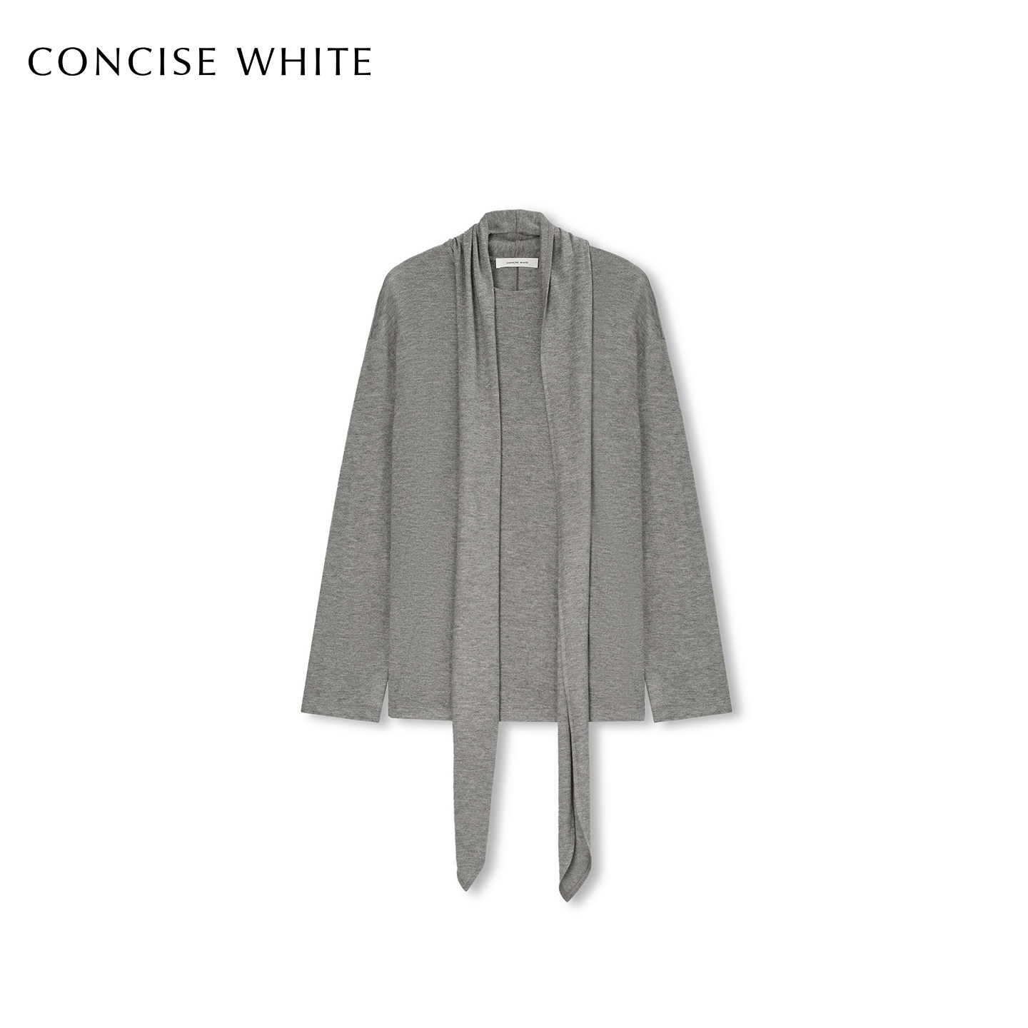 CONCISE-WHITE简白围巾领长袖T恤