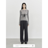 美丽诺羊毛卷边圆领针织内搭打底衫 CONCISE WHITE简白秋季