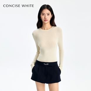 CONCISE WHITE简白2025春夏新款 简约深藏青宽松休闲百褶裙裤 短裤