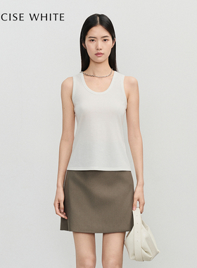 CONCISE-WHITE简白新款白色外穿无袖背心上衣设计师女
