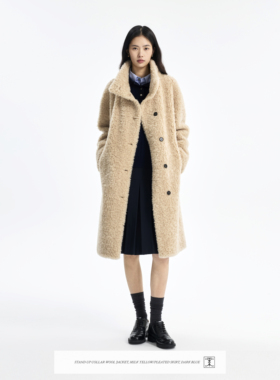 CONCISE-WHITE简白秋冬新款胶囊系列立领羊毛外套宽松大衣女