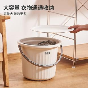宿舍脸盆洗衣桶学生储水带盖洗澡圆桶加厚塑料水桶钓鱼桶 桶盆套装