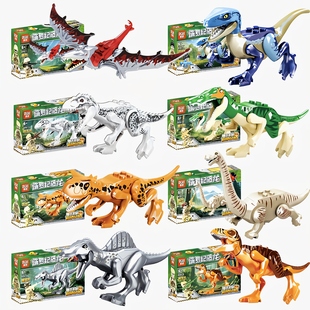 多乐D767恐龙世界侏罗纪霸王龙男孩儿童迅猛益智拼装积木礼物玩具