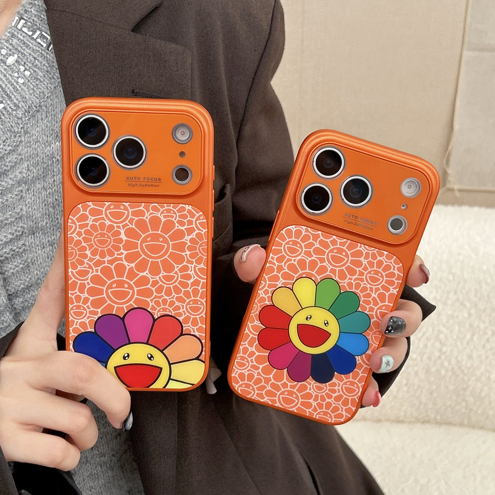 淳于亦潮流简约太阳花适用苹果17promax手机壳15全包按键镜头壳14/13创意满屏彩色太阳花镜面磁吸16防摔保护