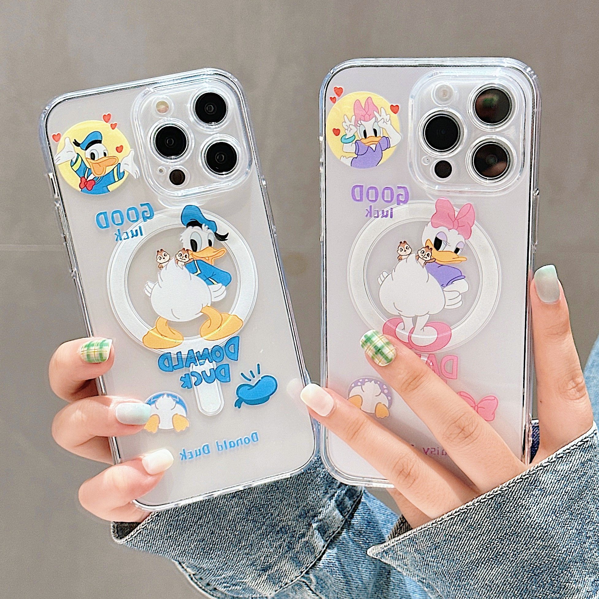迪士尼可爱唐老鸭Magsafe无线充电适用iPhone15ProMax手机壳磁吸卡通黛西i13/14全包软壳12PM硅胶保护套 情侣