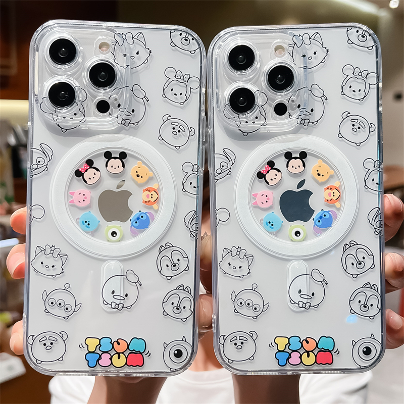 潮牌情侣小公仔米妮适用iPhone15ProMax手机壳防摔12苹果13pro软壳全包透明16迪士尼跳跳虎i14硅胶套情侣个性