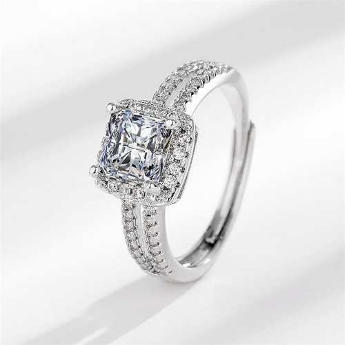 欧美高端轻奢方形钻石开口戒指