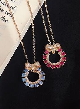 法式热销爆款糖果色蝴蝶结项链