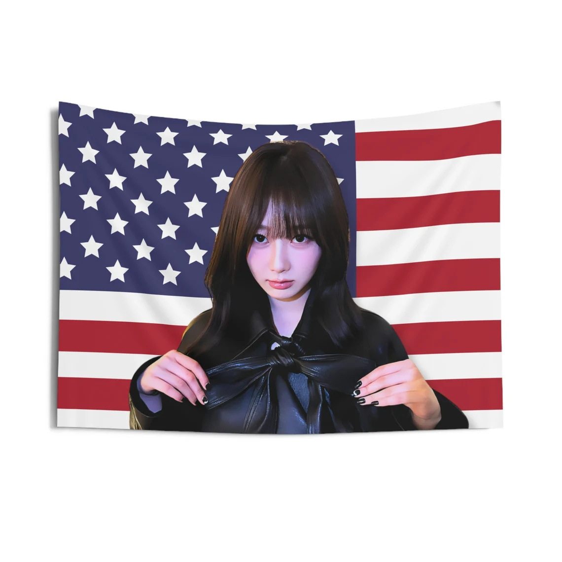 AESPA Giselle Cute flag美国国旗背景 60x90cm 100D涤纶布
