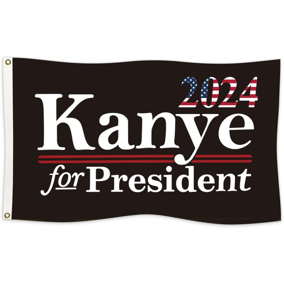 thumbnail for Kanye 2024 flag digital printing 100D polyester pongee 3x5ft flag garden party decoration