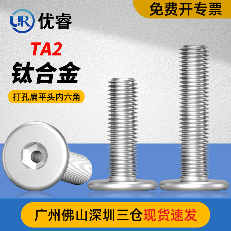 优睿TA2钛打孔扁平头内六角螺丝