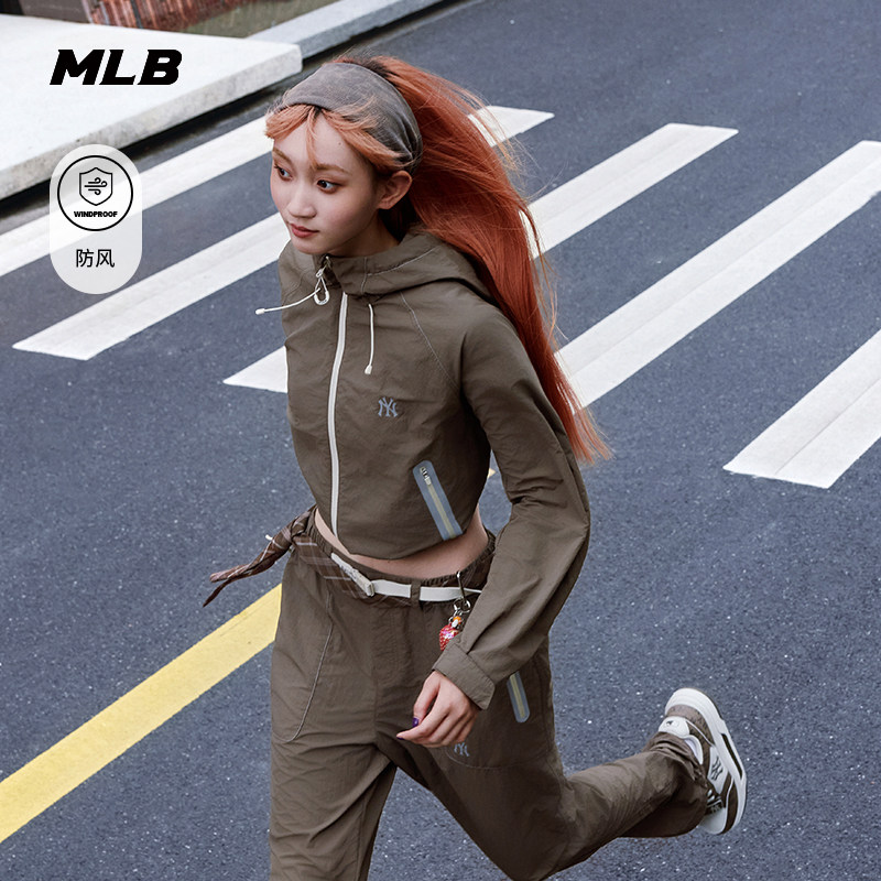 MLB官方 男女情侣防风时尚潮流明线户外连帽外套25春季新款WJB04