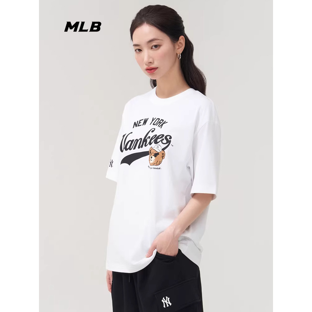MLB官方 男女情侣凉感皱眉熊运动休闲时尚印花T恤25夏季新款TSE02