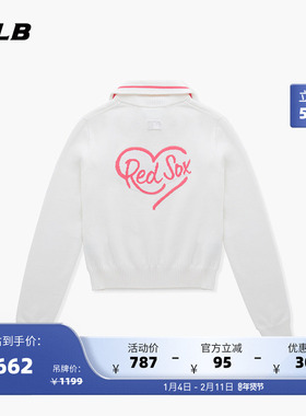 MLB官方 女款爱心刺绣logo套头衫时尚舒适毛衣24秋冬新款KPH01