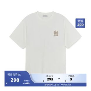 MLB官方 男女同款情侣休闲复古宽松渐变老花背标圆领T恤TSM05