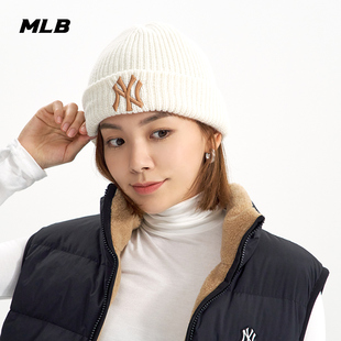MLB官方 男女帽子NY毛线帽LOGO刺绣秋冬运动休闲果冻冷帽潮流CPB5