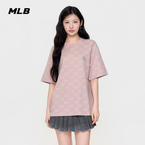 MLB官方 男女同款潮流百搭满印老花短袖T恤26夏季新款TSM01/TSM22