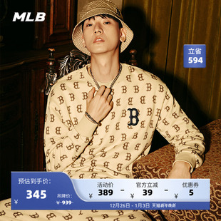 MLB官方 男女套头卫衣复古老花情侣运动休闲圆领上衣春夏MTM06