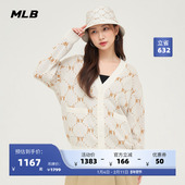 外套24秋冬新款 MLB官方 男女情侣钻石老花舒适针织开衫 KCM01