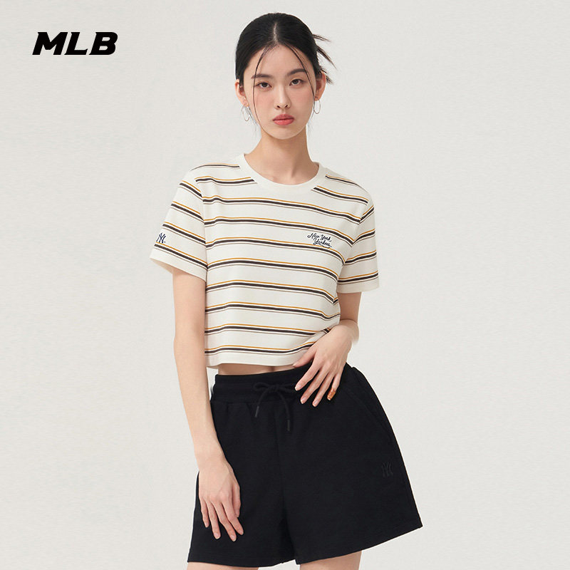MLB官方 男女同款学院风复古条纹防晒T恤26夏季新款TSV04/TSV03